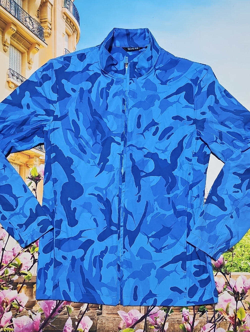 Scales Camouflage Blue Full Zip Jacket Size Small NWT